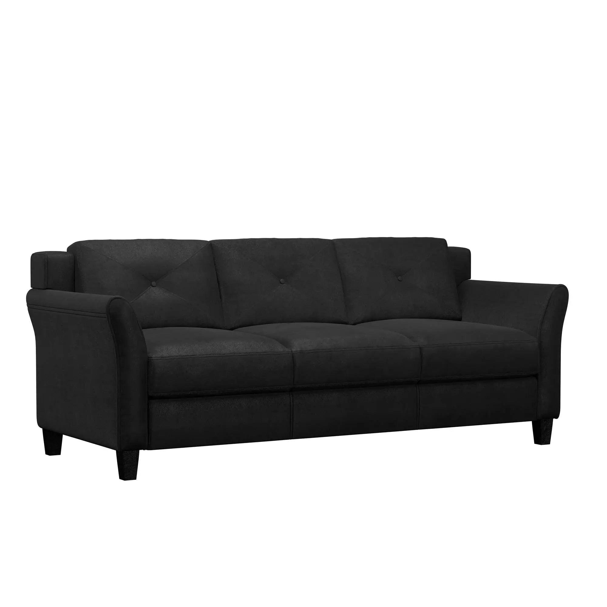 Lifestyle Solutions Taryn Curved Arms Sofa, Black Fabric Hand C Mart