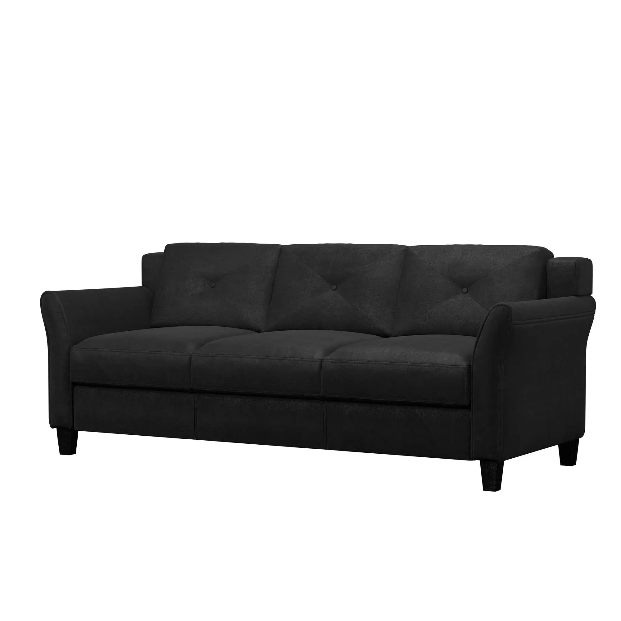 Lifestyle Solutions Taryn Curved Arms Sofa, Black Fabric Hand C Mart