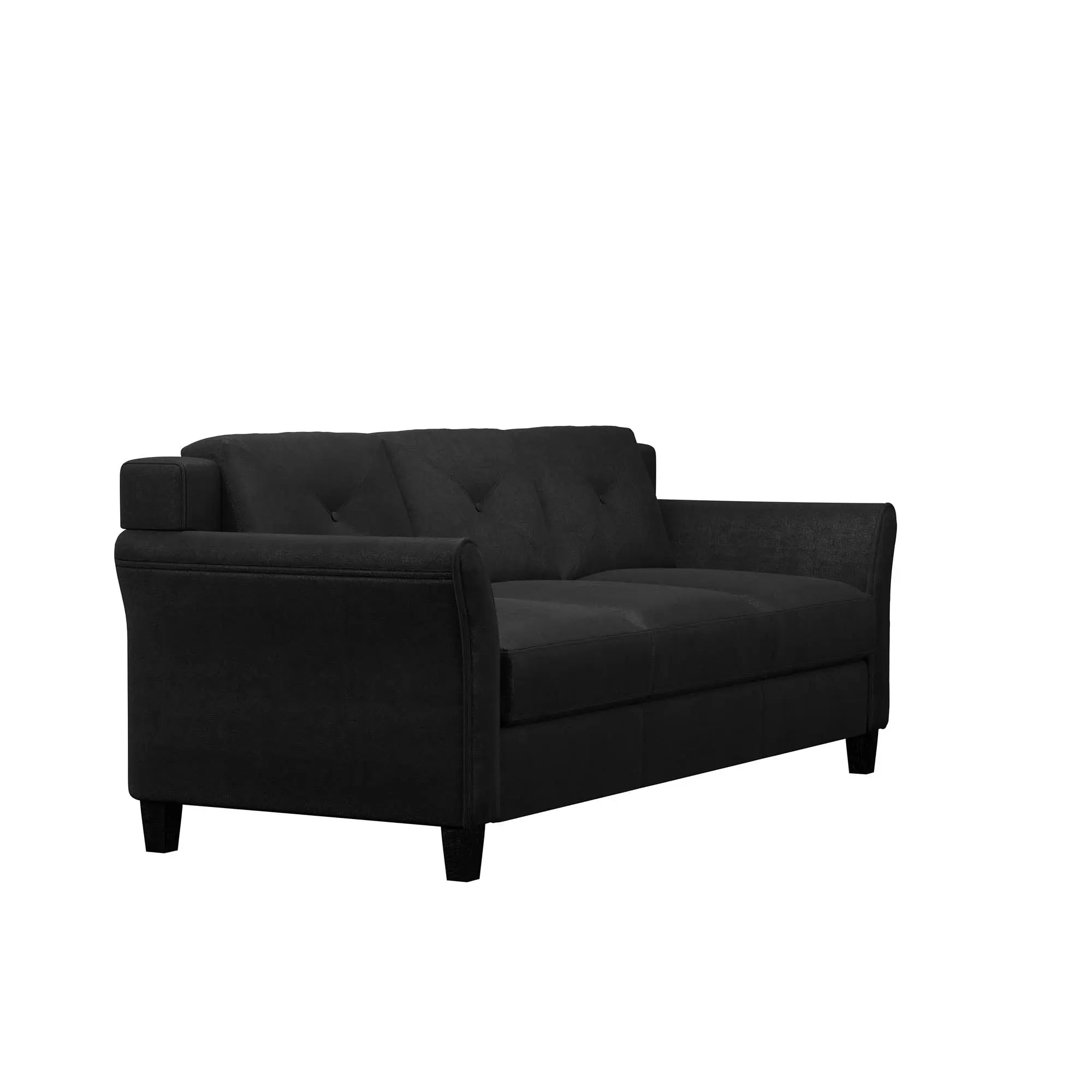 Lifestyle Solutions Taryn Curved Arms Sofa, Black Fabric Hand C Mart