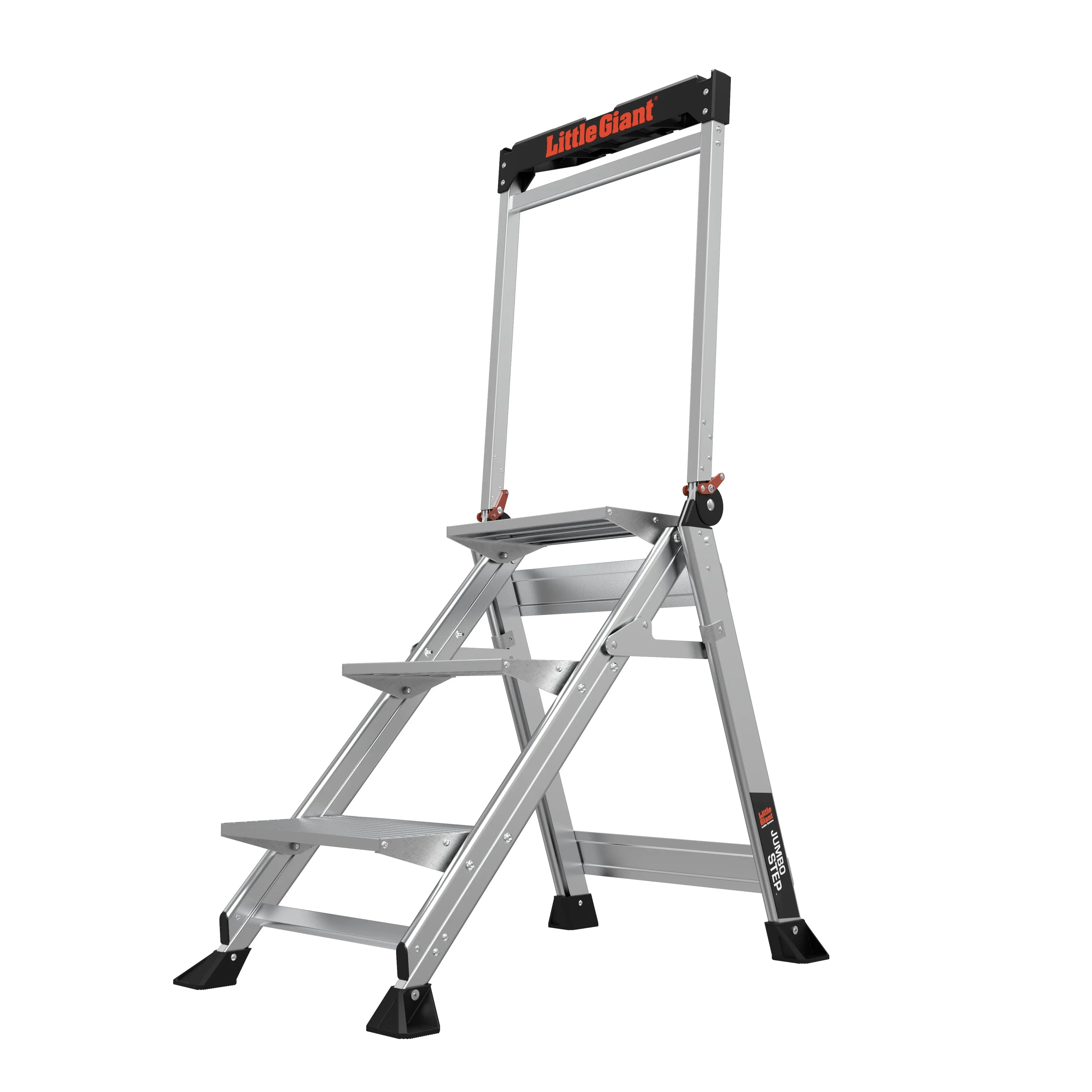 Little Giant Jumbo Step 3-Step Aluminum Type 1AA, 375 lbs rated, Step Stool with wide steps and safety handle Hand C Mart