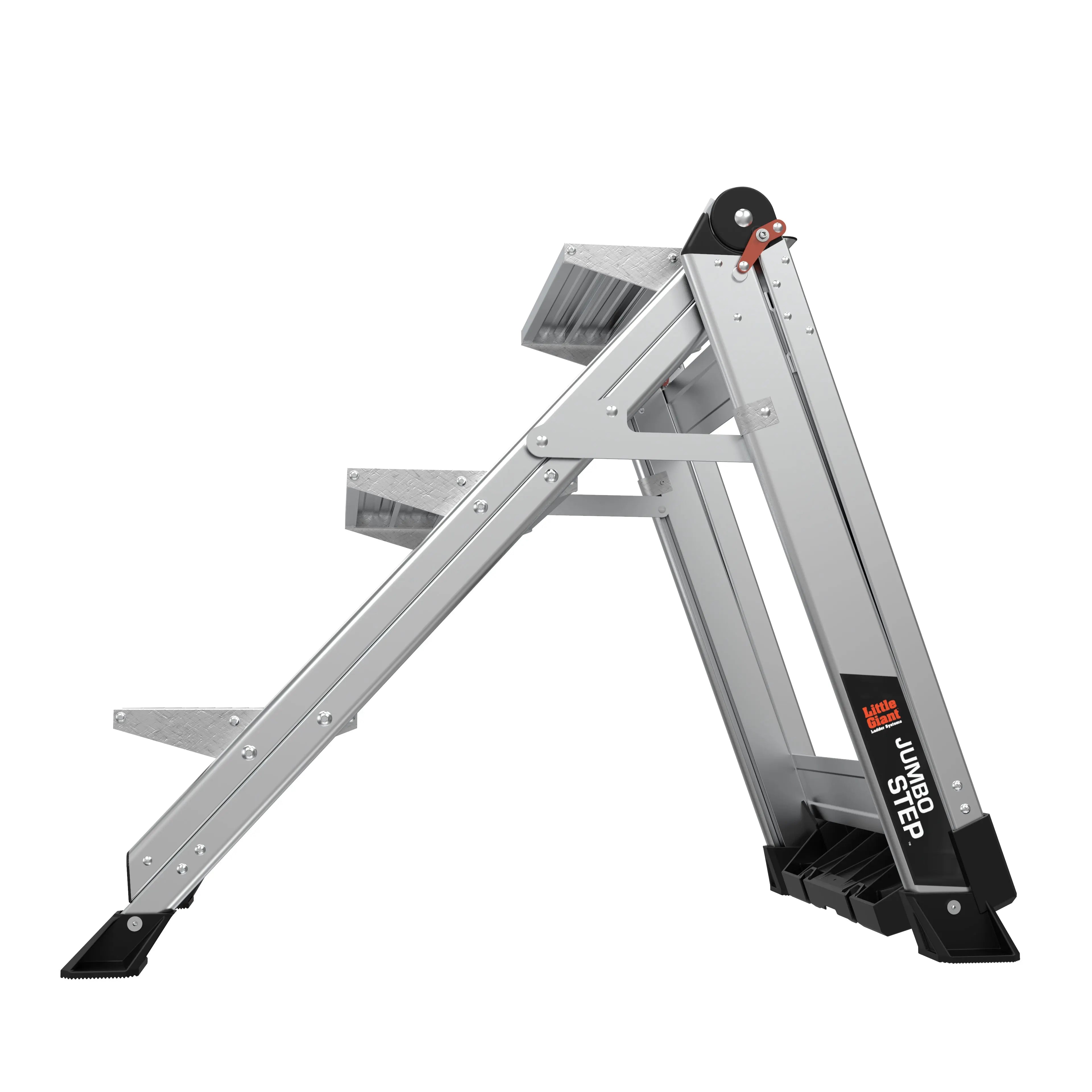 Little Giant Jumbo Step 3-Step Aluminum Type 1AA, 375 lbs rated, Step Stool with wide steps and safety handle Hand C Mart