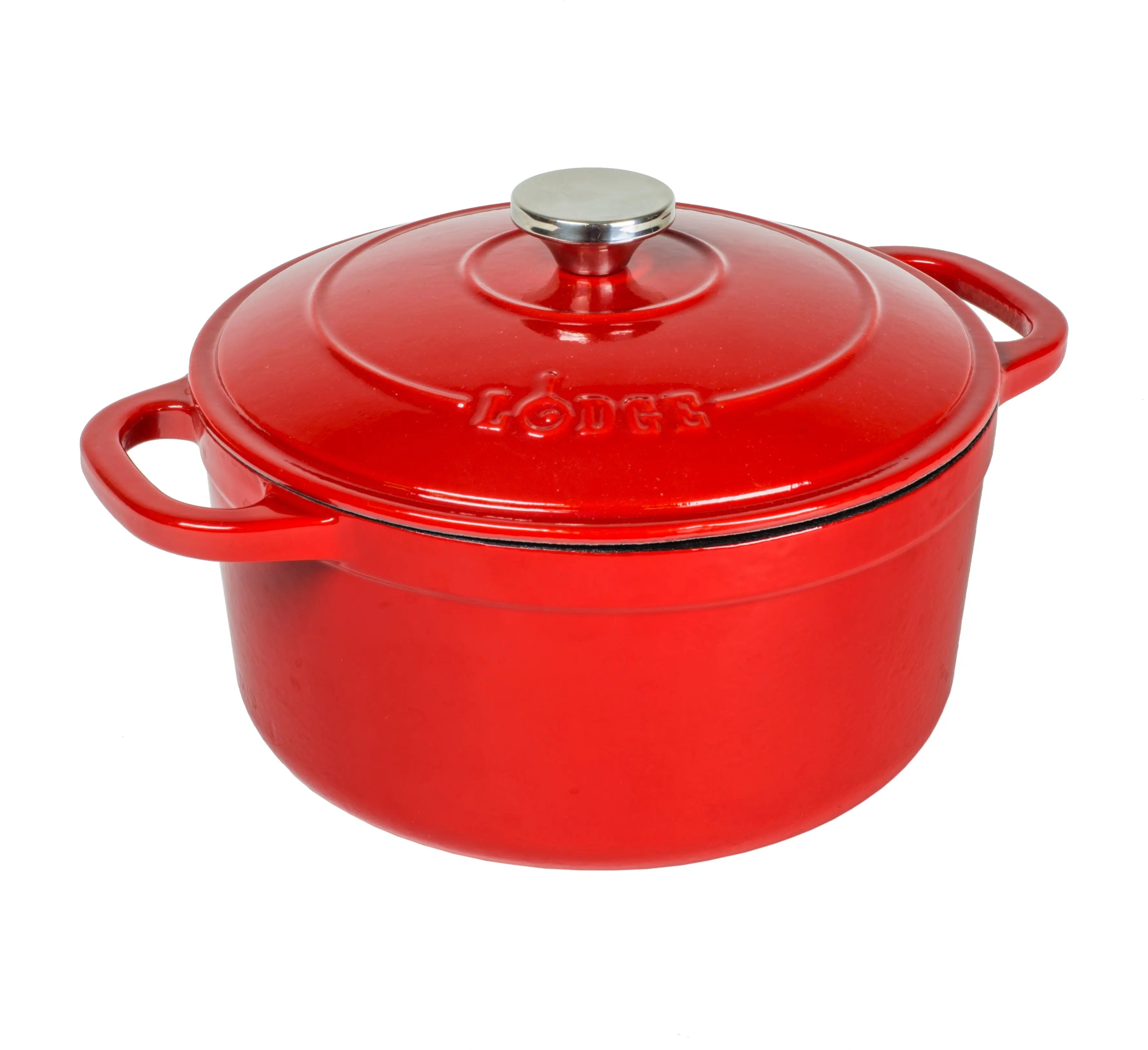 Lodge Cast Iron 5.5qt Red Enameled Dutch Oven Hand C Mart