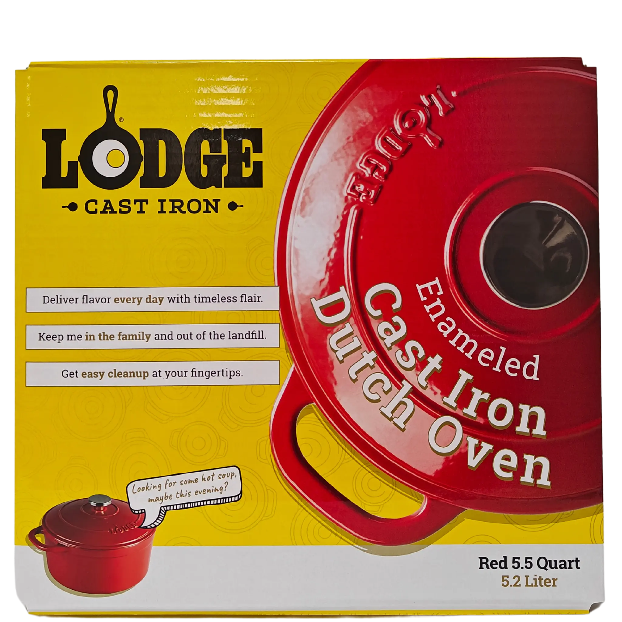 Lodge Cast Iron 5.5qt Red Enameled Dutch Oven Hand C Mart