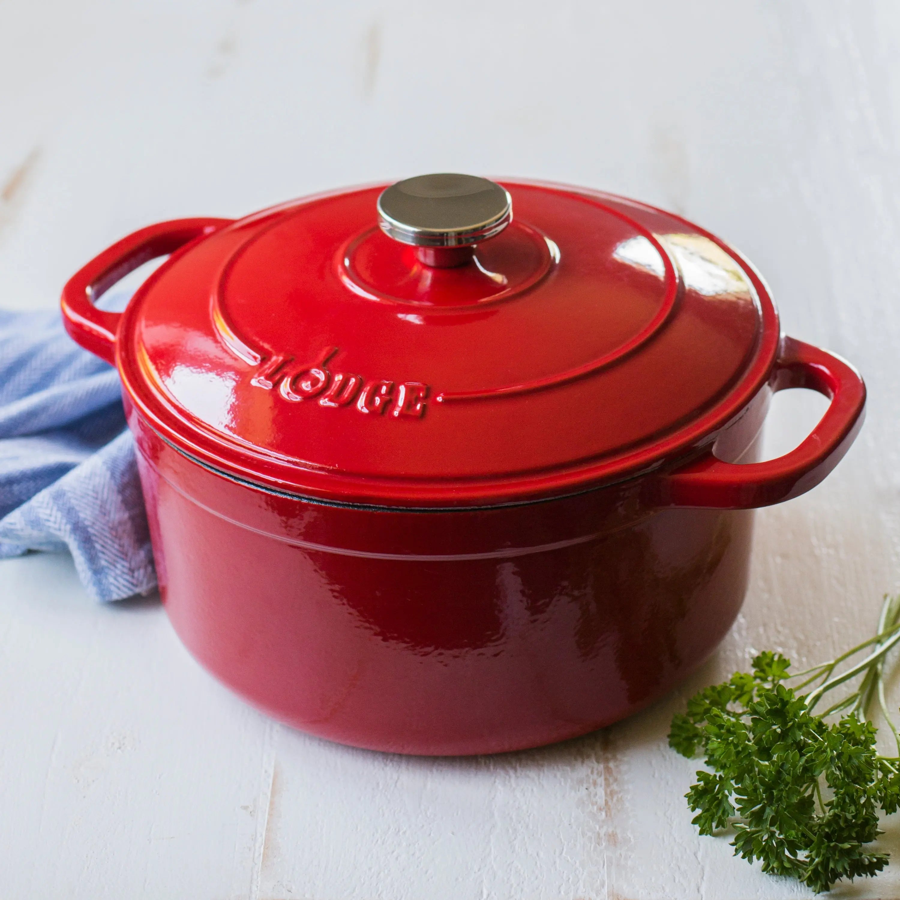 Lodge Cast Iron 5.5qt Red Enameled Dutch Oven Hand C Mart