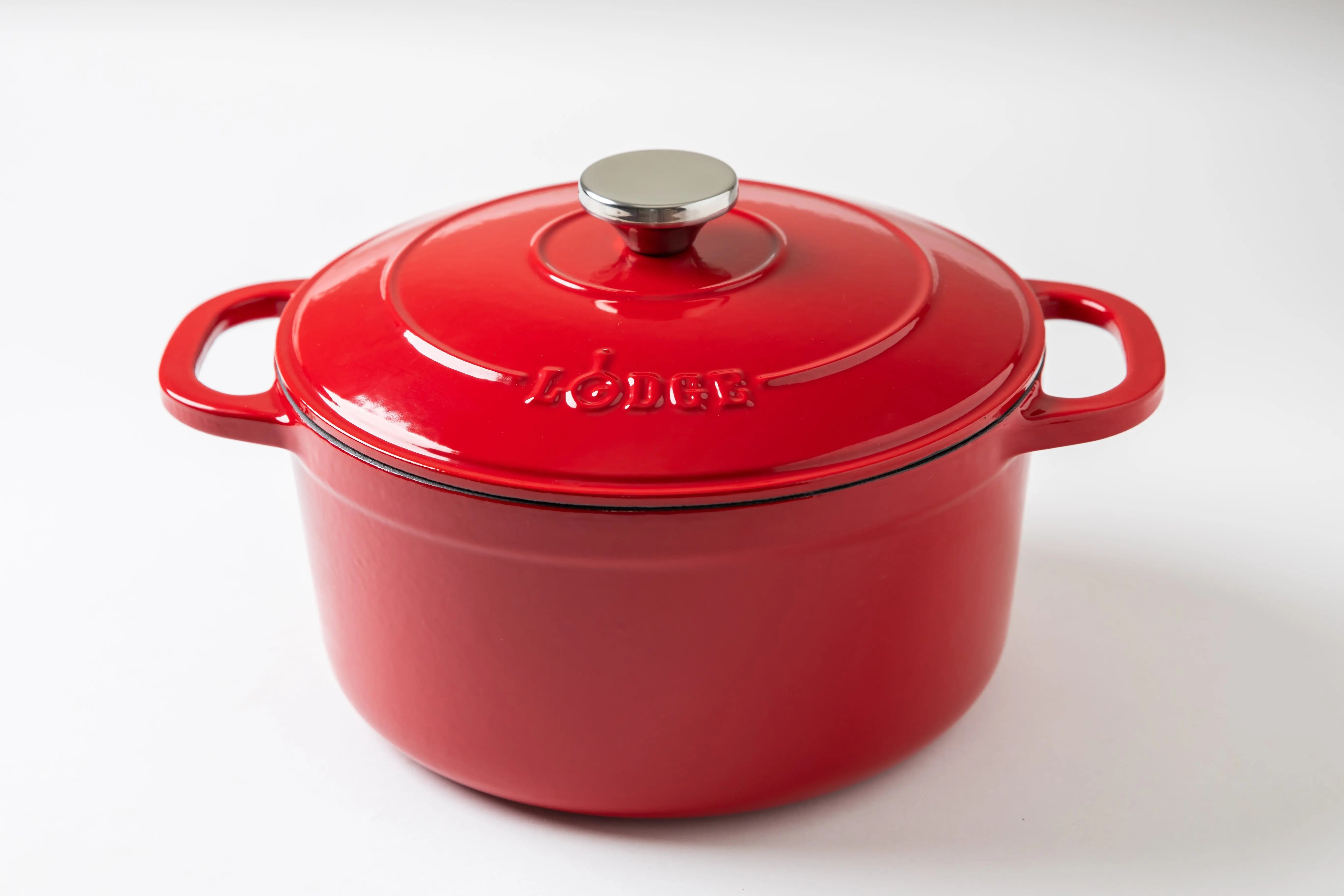 Lodge Cast Iron 5.5qt Red Enameled Dutch Oven Hand C Mart