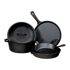 Lodge Cast Iron Seasoned 5-Piece Set with Skillet, Griddle & Dutch Oven Hand C Mart