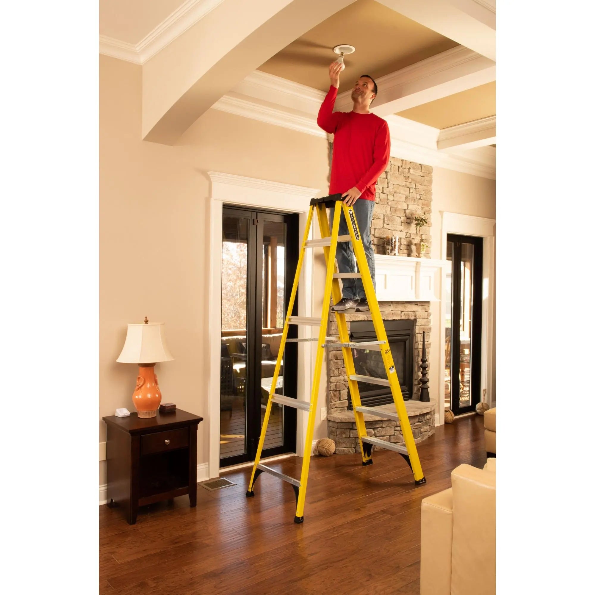 Louisville Ladder 8' Fiberglass Step Ladder, 12' Reach, 250 lbs Load Capacity, W-3118-08 Hand C Mart