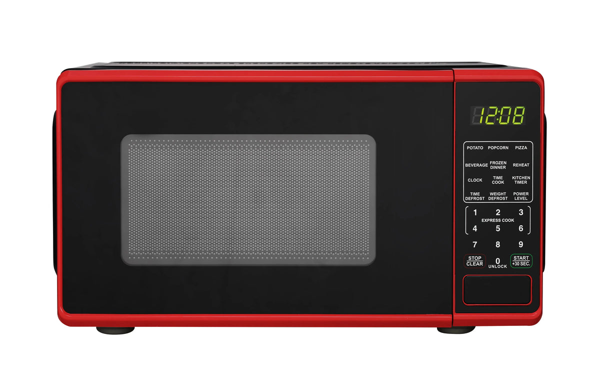 Mainstays 0.7 Cu ft Countertop Microwave Oven, 700 Watts, Red Hand C Mart