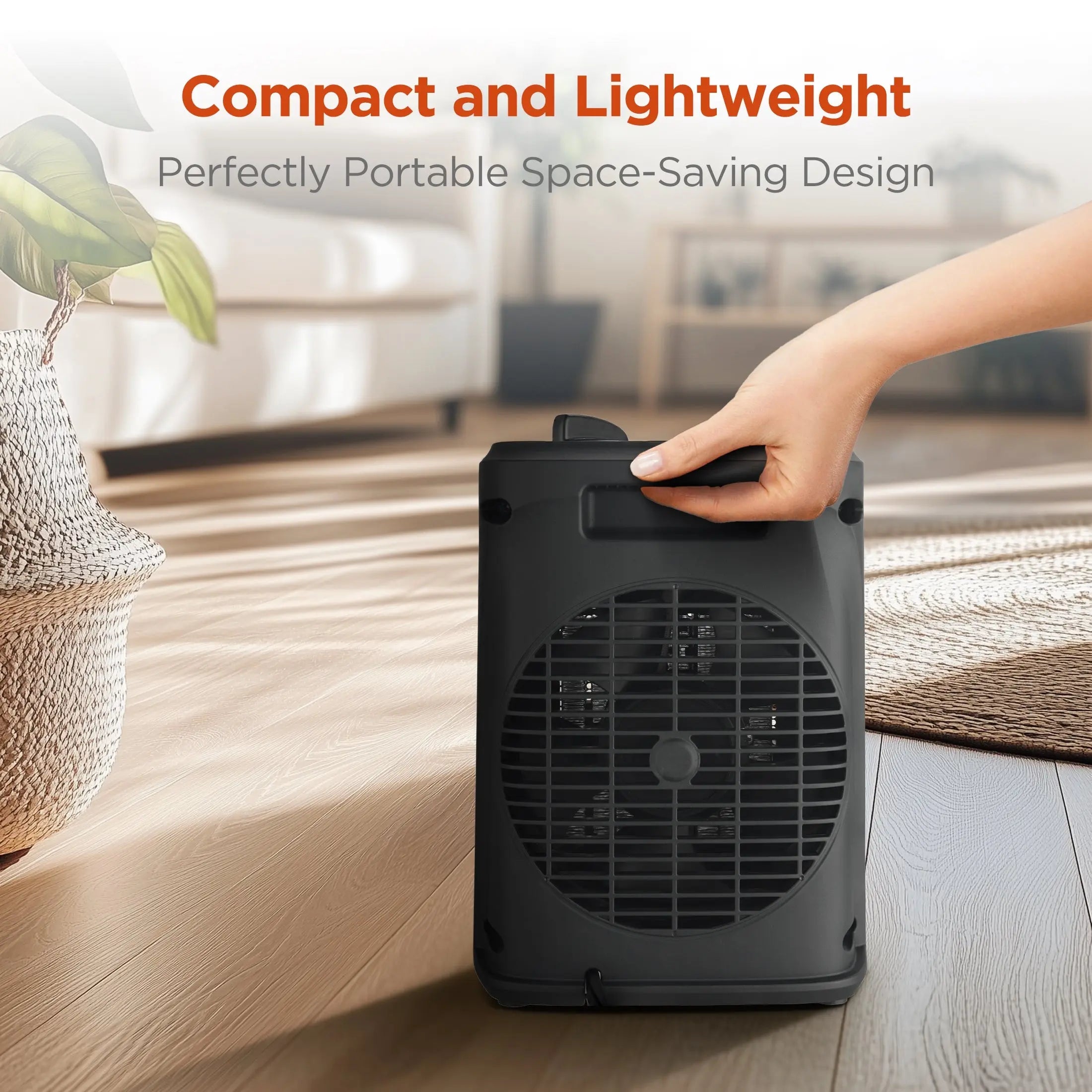 Mainstays 1500W Ceramic Fan-Force Electric Space Heater, Black, New Hand C Mart