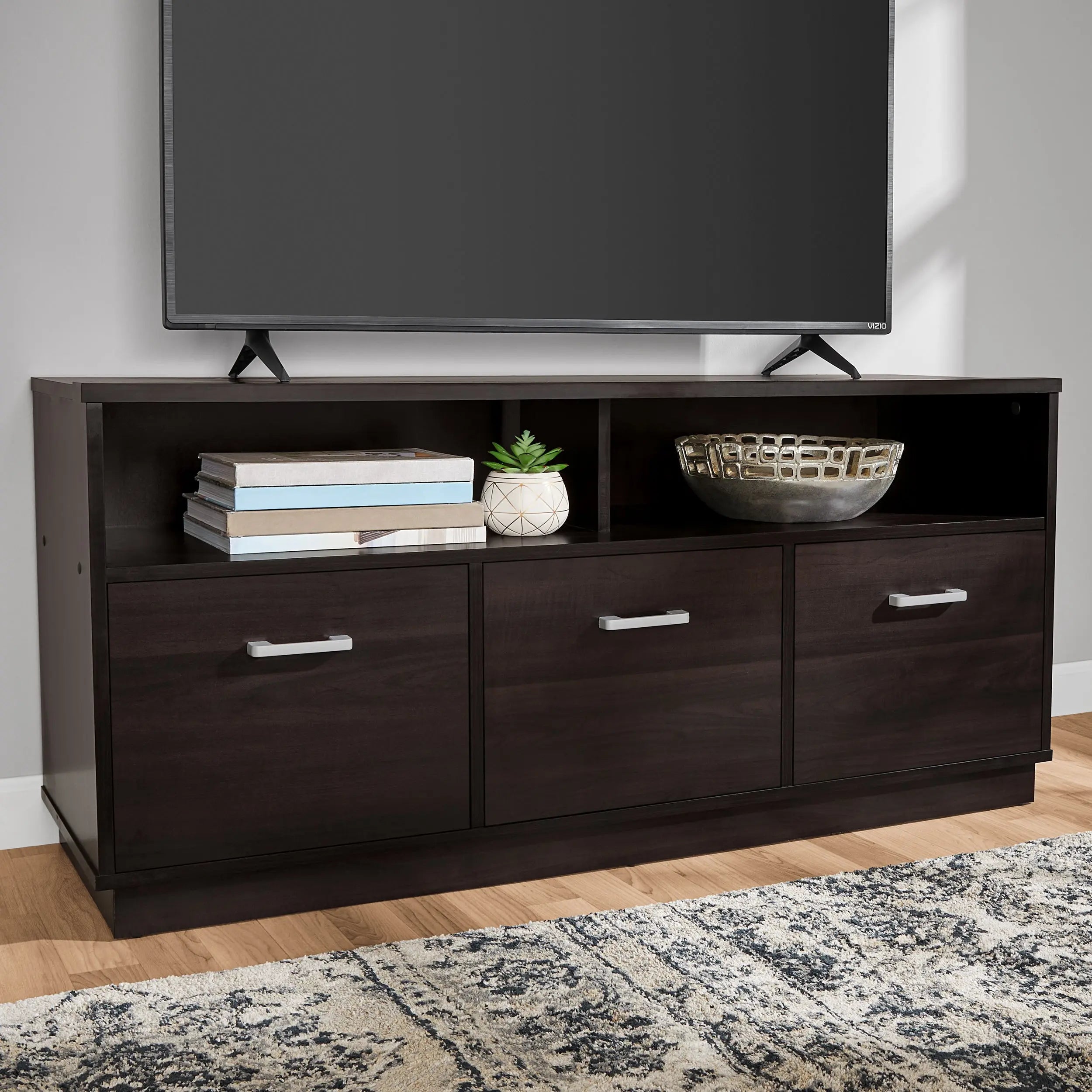 Mainstays 3-Door TV Stand Console for TVs up to 50", Espresso Finish Hand C Mart