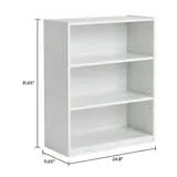 Mainstays 3-Shelf Bookcase with Adjustable Shelves, White Hand C Mart