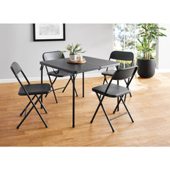 Mainstays 5 Piece Resin Card Folding Table and Four Folding Chairs Set, Black Hand C Mart