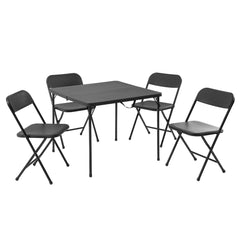 Mainstays 5 Piece Resin Card Folding Table and Four Folding Chairs Set, Black Hand C Mart