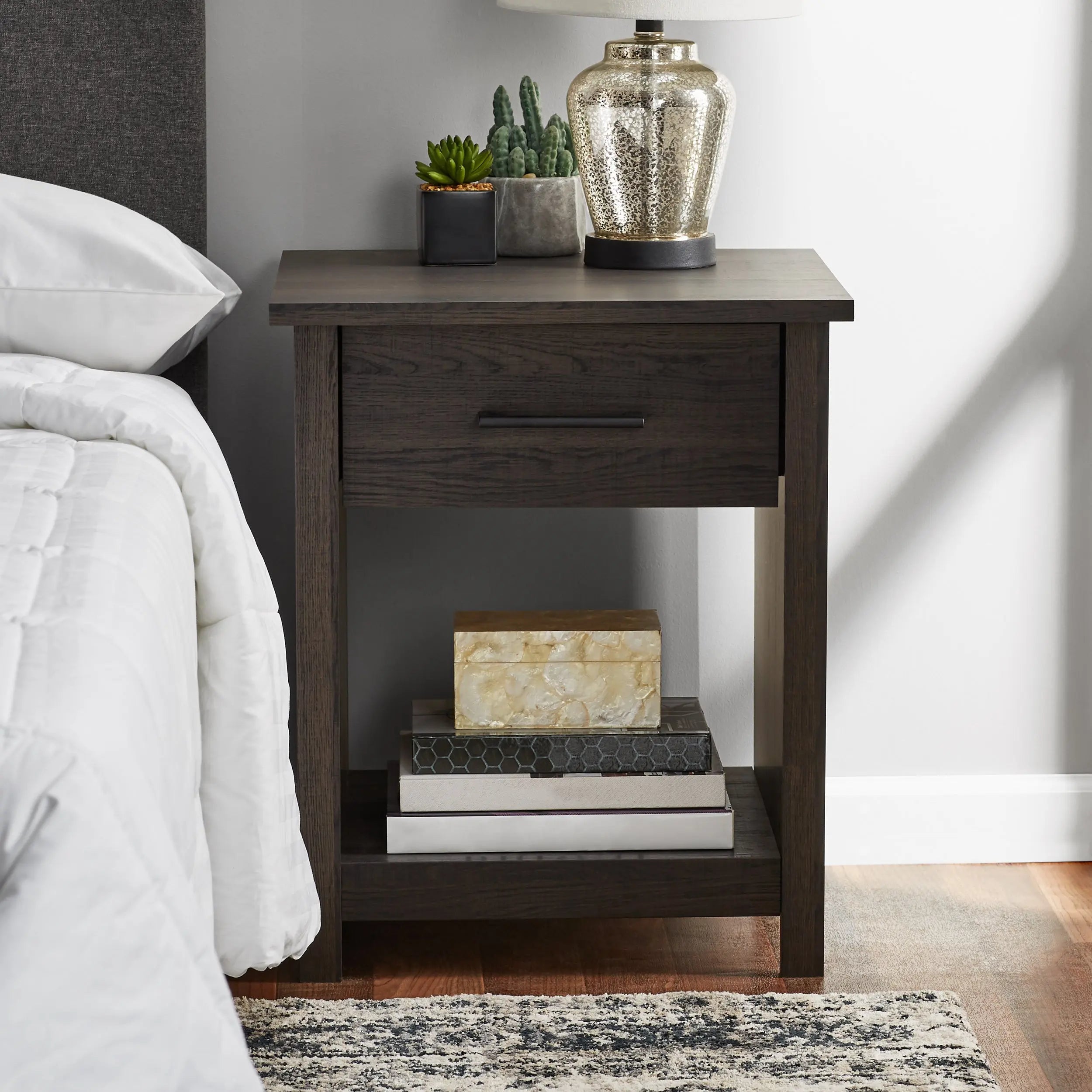 Mainstays Hillside Nightstand with Drawer, Espresso Finish Hand C Mart