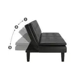 Mainstays Memory Foam Futon with Cupholder and USB, Black Faux Leather Hand C Mart