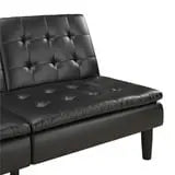 Mainstays Memory Foam Futon with Cupholder and USB, Black Faux Leather Hand C Mart