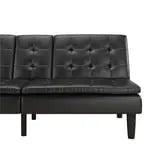 Mainstays Memory Foam Futon with Cupholder and USB, Black Faux Leather Hand C Mart