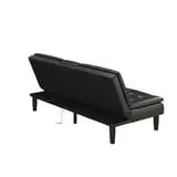 Mainstays Memory Foam Futon with Cupholder and USB, Black Faux Leather Hand C Mart