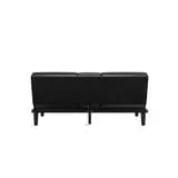 Mainstays Memory Foam Futon with Cupholder and USB, Black Faux Leather Hand C Mart