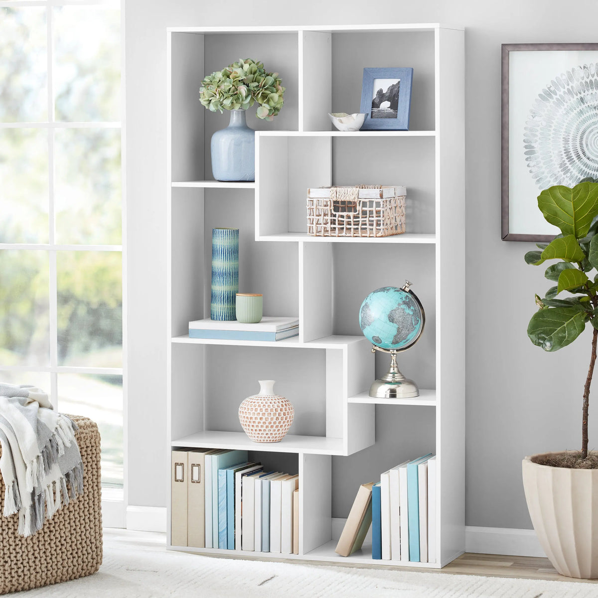 Mainstays Modern 8-Cube Bookcase, White Hand C Mart