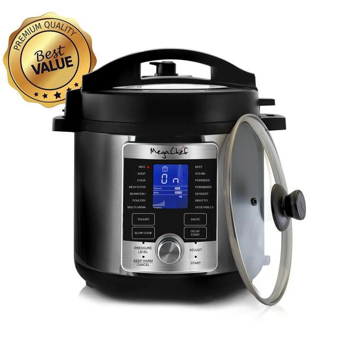 Megachef 6 Quart Stainless Steel Electric Digital Pressure Cooker with Lid Hand C Mart