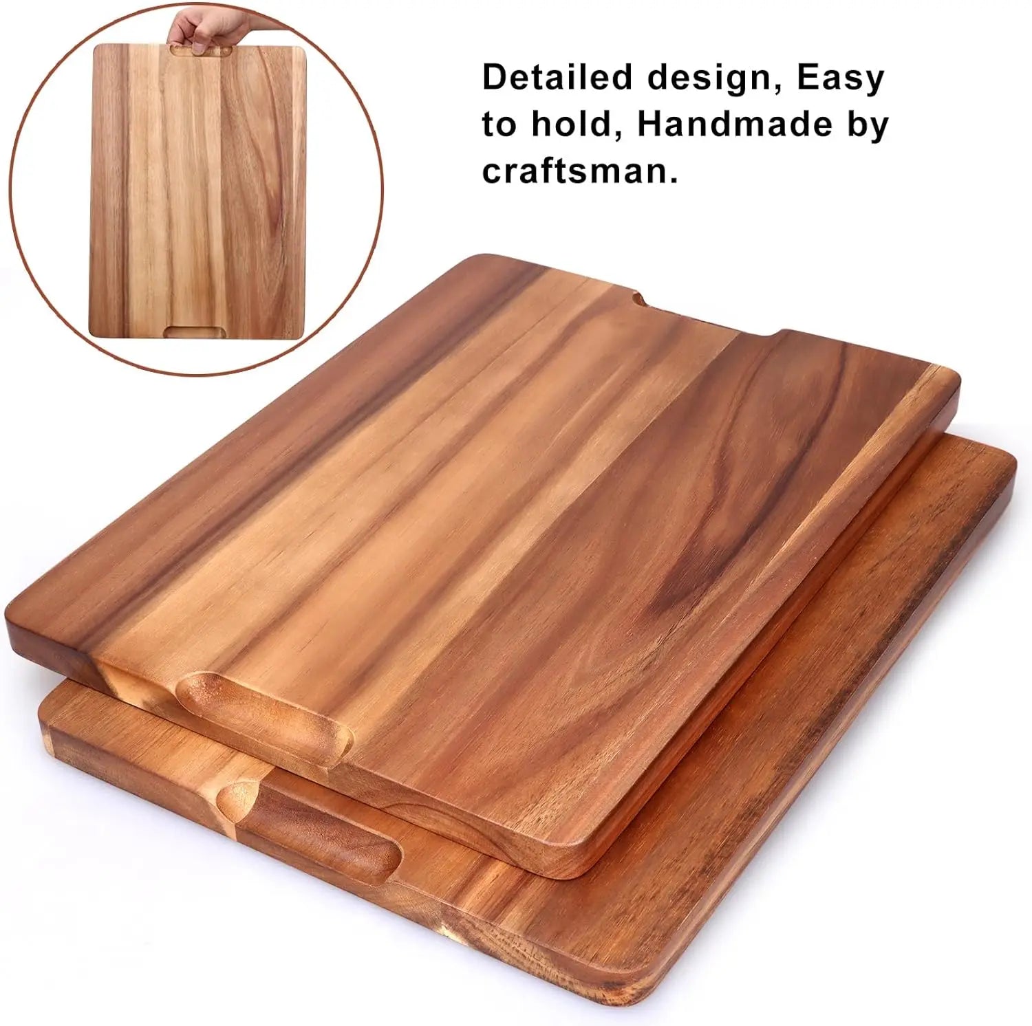 MinBoo Cutting Board for Kitchen 18x12 inch – Extra Large Acacia Wood Cutting Board with Juice Groove, Butcher Block, Acacia Wooden Chopping Board, Serving Tray Hand C Mart