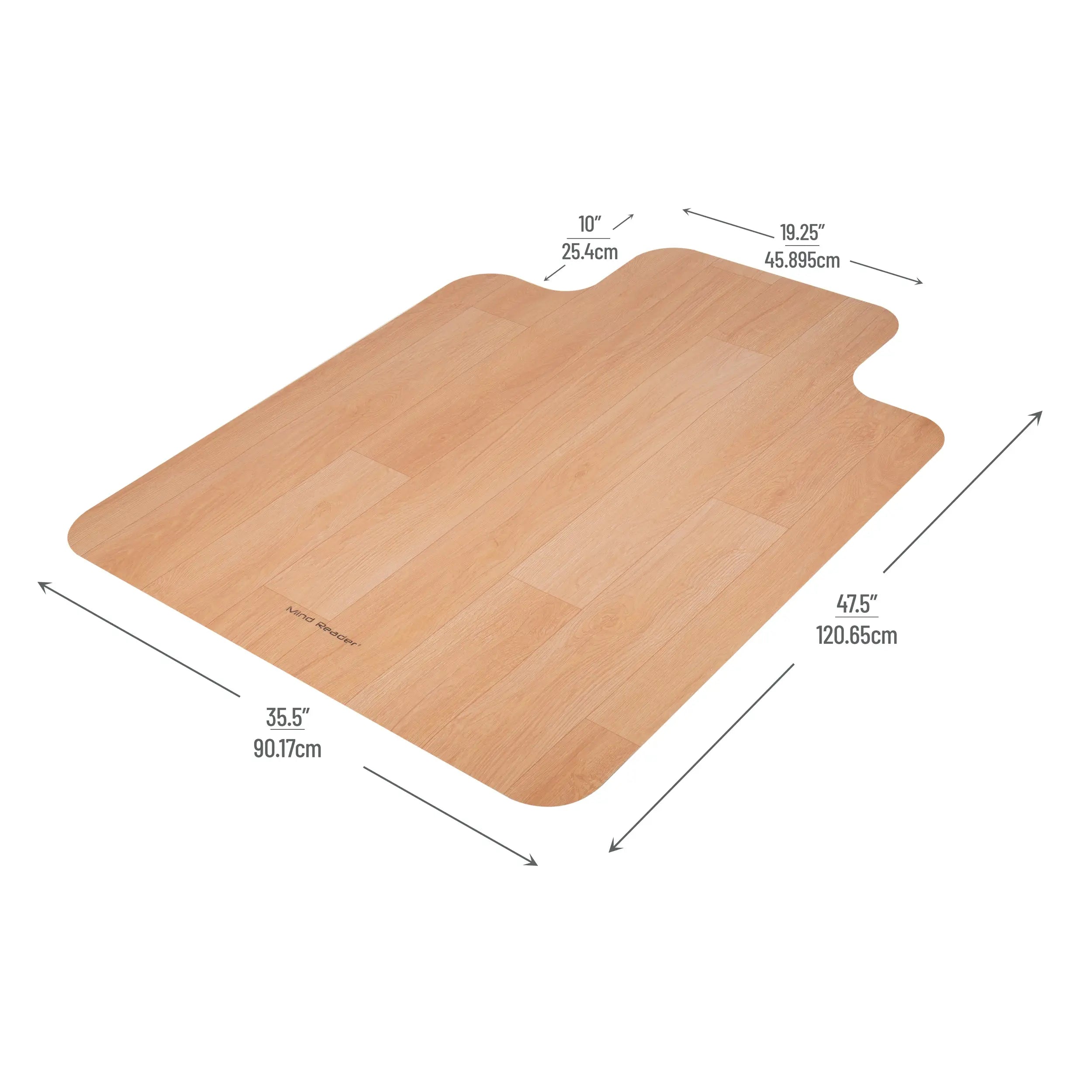 Mind Reader Office Chair Mat for Hardwood Floors, Rolling, PVC, 47.5 x 35.5, Woodtone Hand C Mart