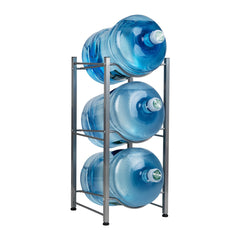 Mind Reader Water Jug Stand, Holds Three 5 Gallon Jugs, Metal, 13.5"L x 13.5"W x 28.75"H, Silver Hand C Mart