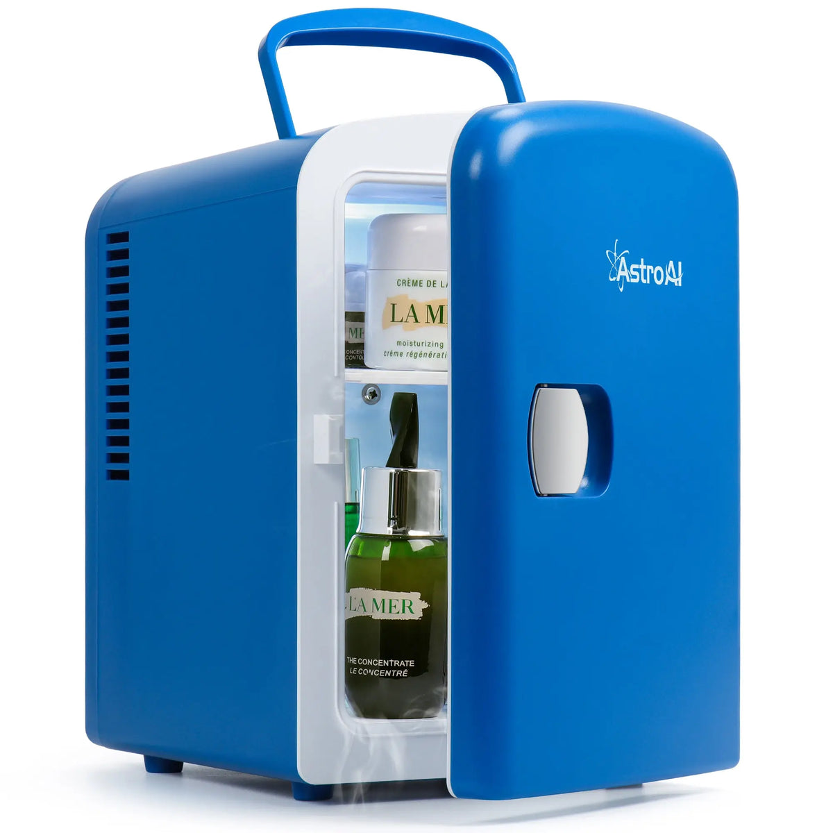 Mini Fridge 4L, 6 Can Portable Electric Cooler Personal Skincare Refrigerators DC/AC, Blue Hand C Mart