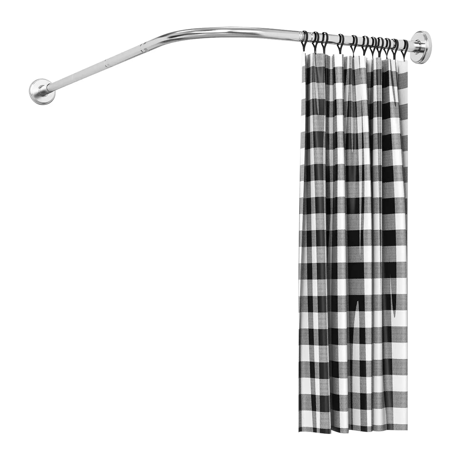 Moclever Shower Curved Curtain Rod Stainless Steel Rod L Shaped Stretchable Rod Bathroom Tub Closet Corner Rack, Silver Hand C Mart