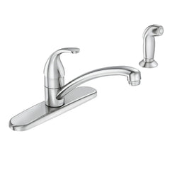 Packaging of the Moen Adler kitchen faucet with features highlighted