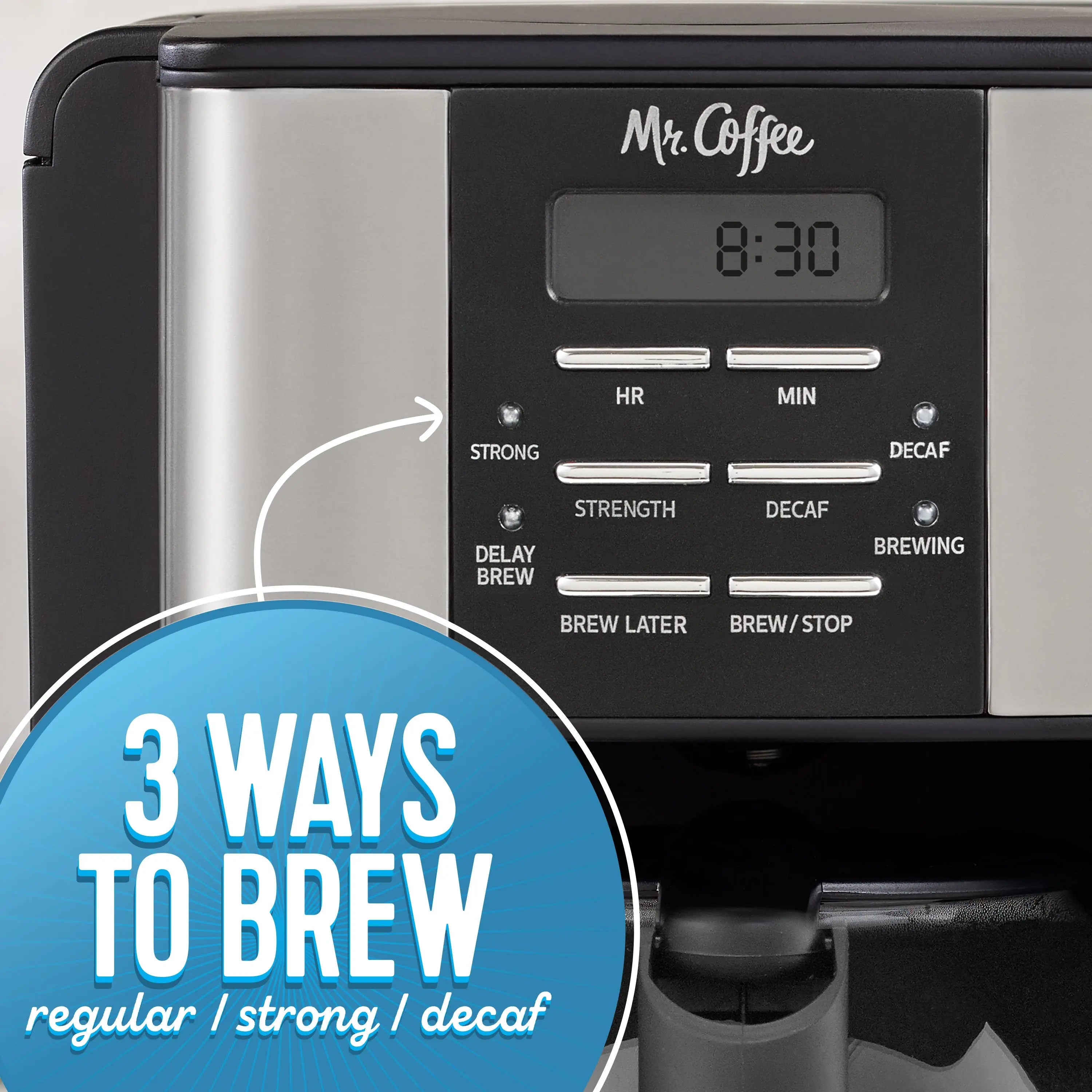 Mr. Coffee 12 Cup Programmable Coffee Maker with 3 Ways to Brew System Hand C Mart