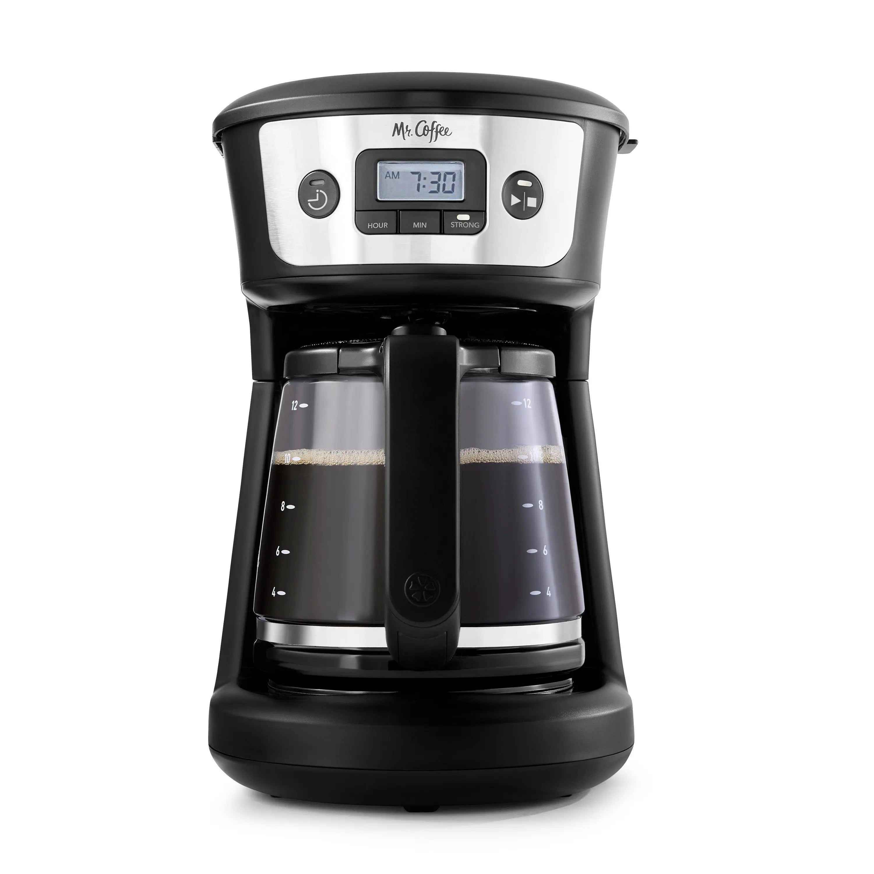 Mr. Coffee 12 Cup Programmable Coffee Maker with Strong Brew, Stainless Hand C Mart