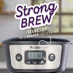 Mr. Coffee 12 Cup Programmable Coffee Maker with Strong Brew, Stainless Hand C Mart