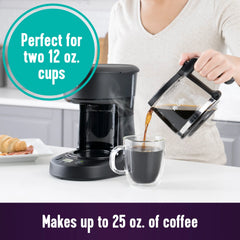 Mr. Coffee 5-Cup Programmable Coffee Maker, 25 oz. Mini Brew, Brew Now or Later, Black Hand C Mart