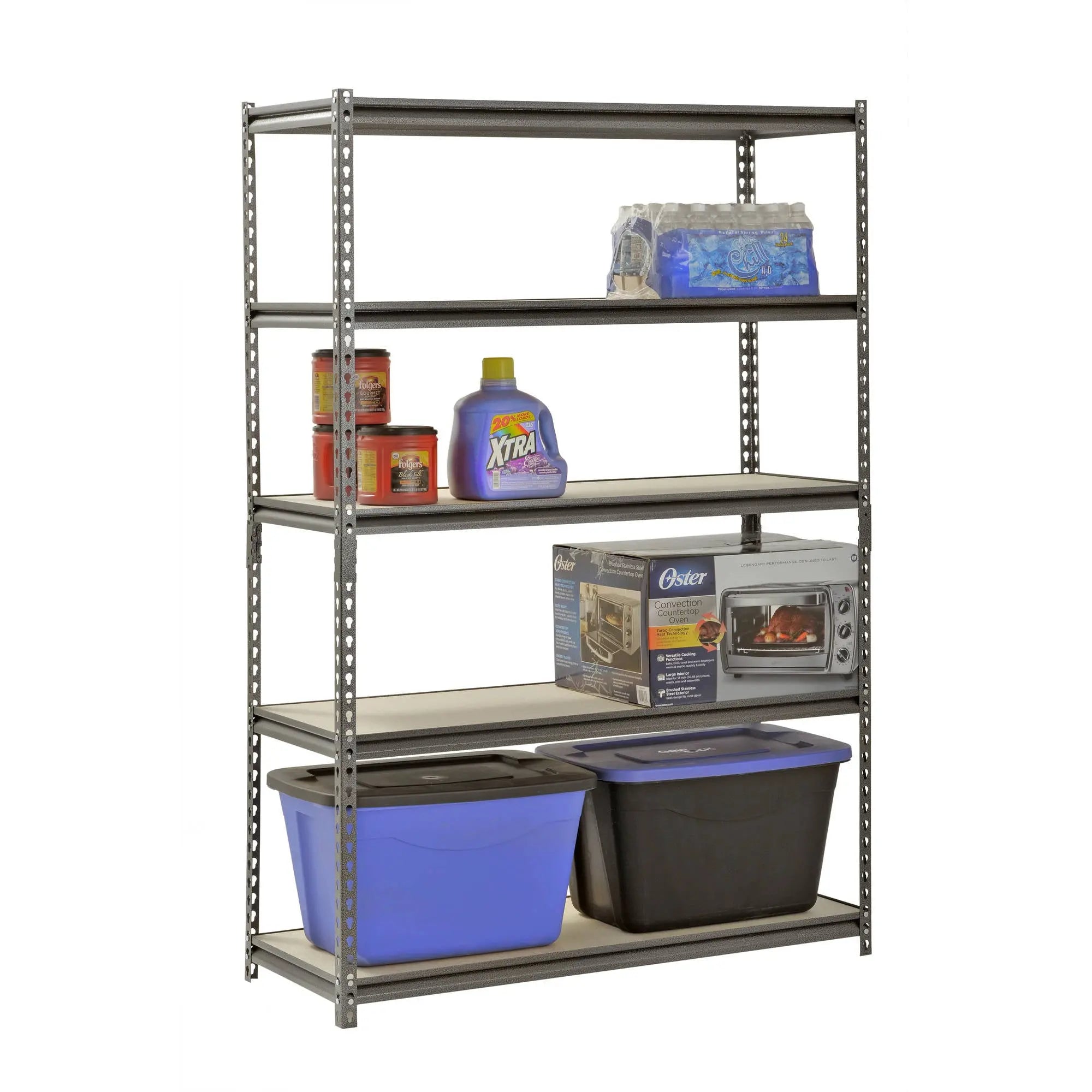 Muscle Rack 48"W x 18"D x 72"H 5-Shelf Steel Freestanding Shelves, Silver Hand C Mart