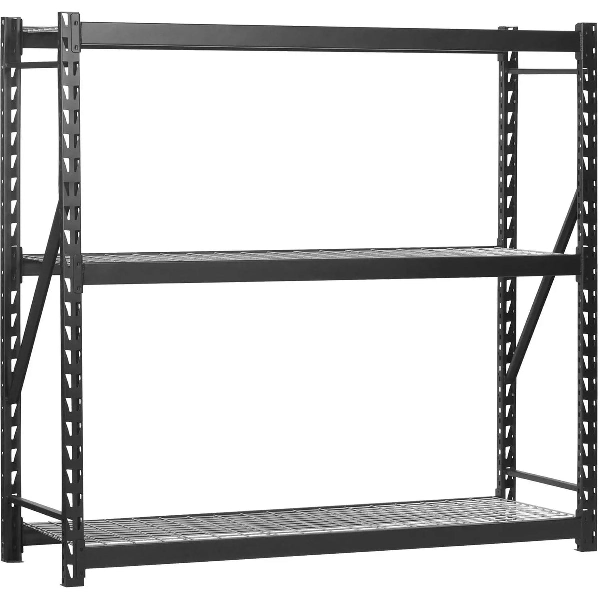 Muscle Rack 77"W x 24"D x 72"H 3-Tier Steel Welded Storage Rack, 4,500 lb. Total Capacity; Black Hand C Mart