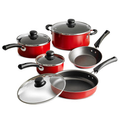 NEW 9-Piece Simple Cooking Nonstick Cookware Set (Red) Hand C Mart