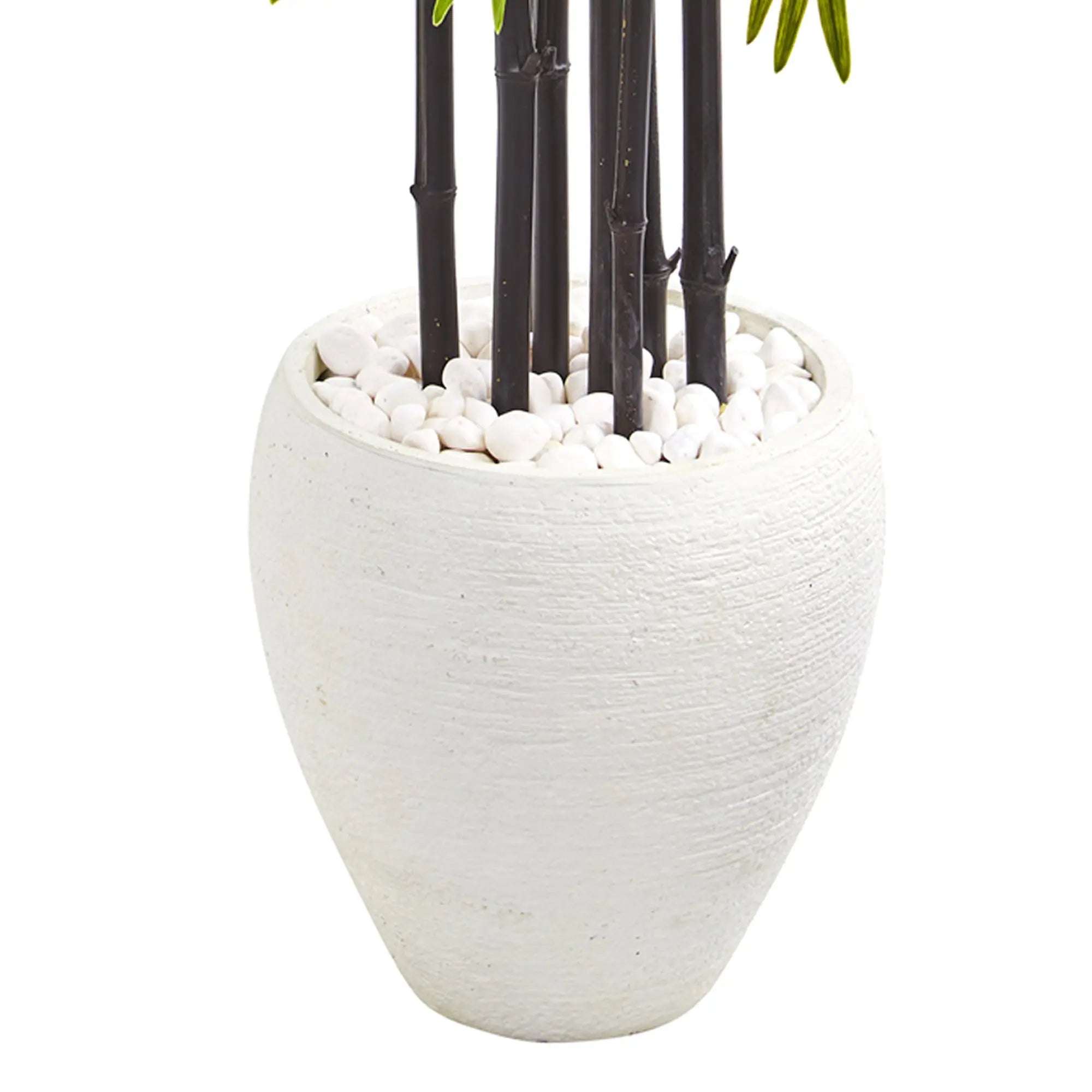 Nearly Natural 5’ Bamboo Artificial Tree with Black Trunks in White Planter UV Resistant (Indoor/Outdoor) Hand C Mart