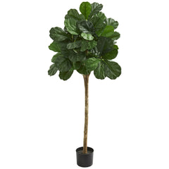 Nearly Natural 5' Fiddle Leaf Fig Artificial Tree, Green Hand C Mart