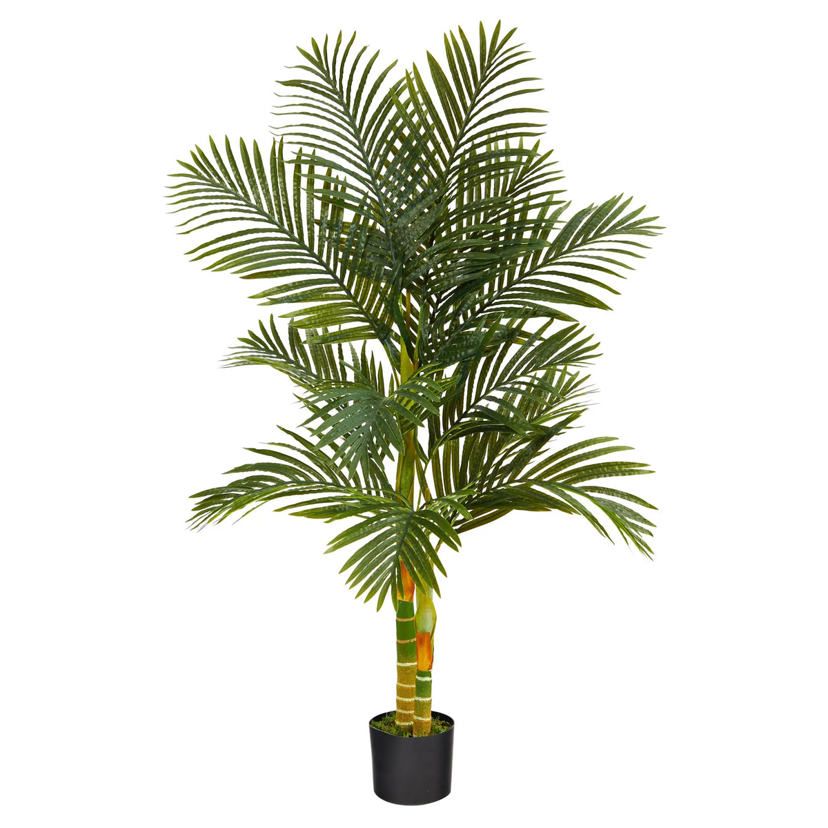 Nearly Natural 5' Golden Cane Palm Artificial Tree in Pot, Green Hand C Mart