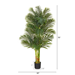 Nearly Natural 6' Golden Cane Palm Artificial Tree, Green Hand C Mart