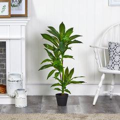 Nearly Natural Green 3' Dracaena Artificial Plant (Real Touch) Hand C Mart