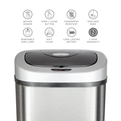 Nine Stars 21.1 Gallon Trash Can, Motion Sensor Touchless Kitchen Trash Can, Stainless Steel Hand C Mart