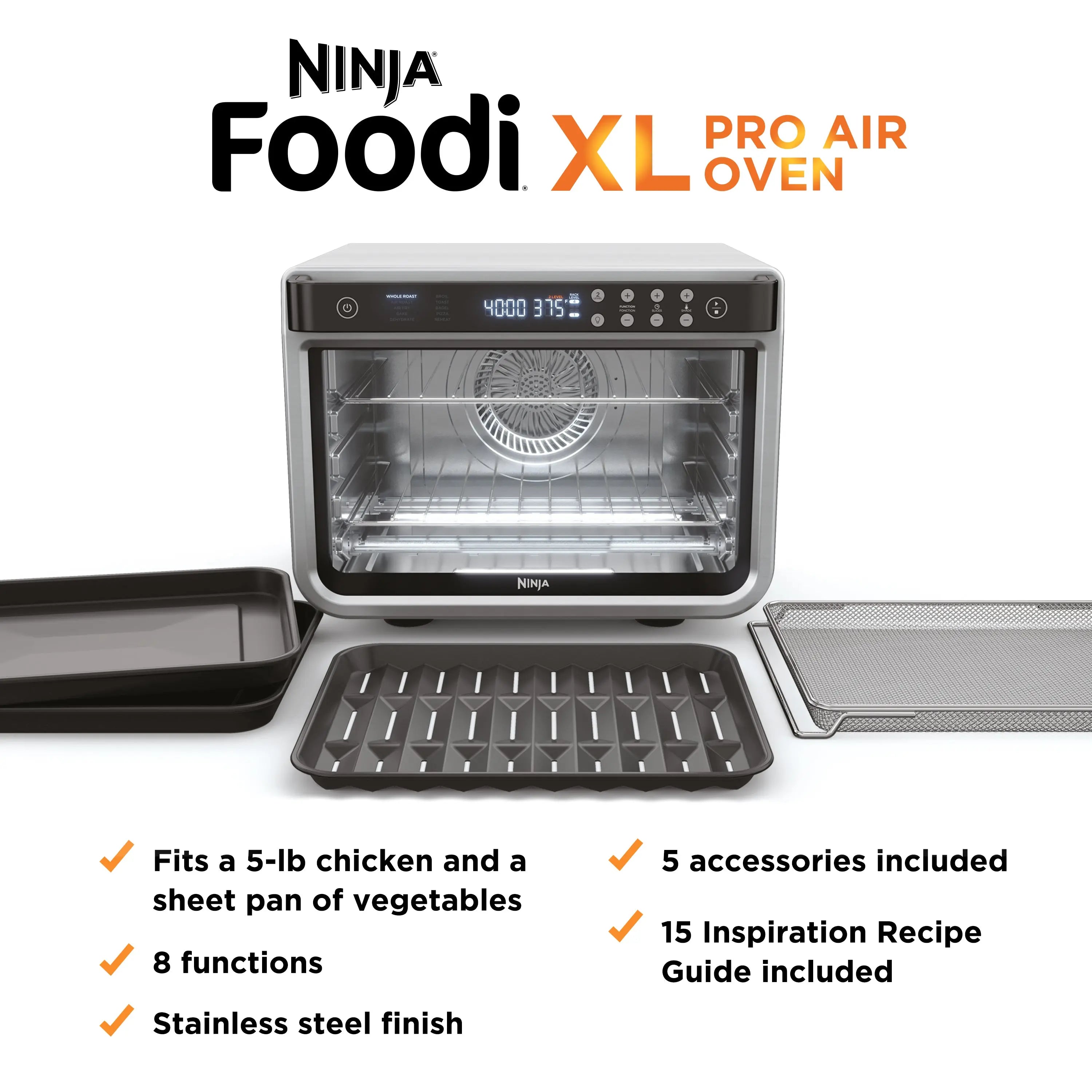 Ninja-DT200-Foodi-8-in-1-XL Pro Air Fry Oven Large Countertop Convection Oven (Renewed) Hand C Mart