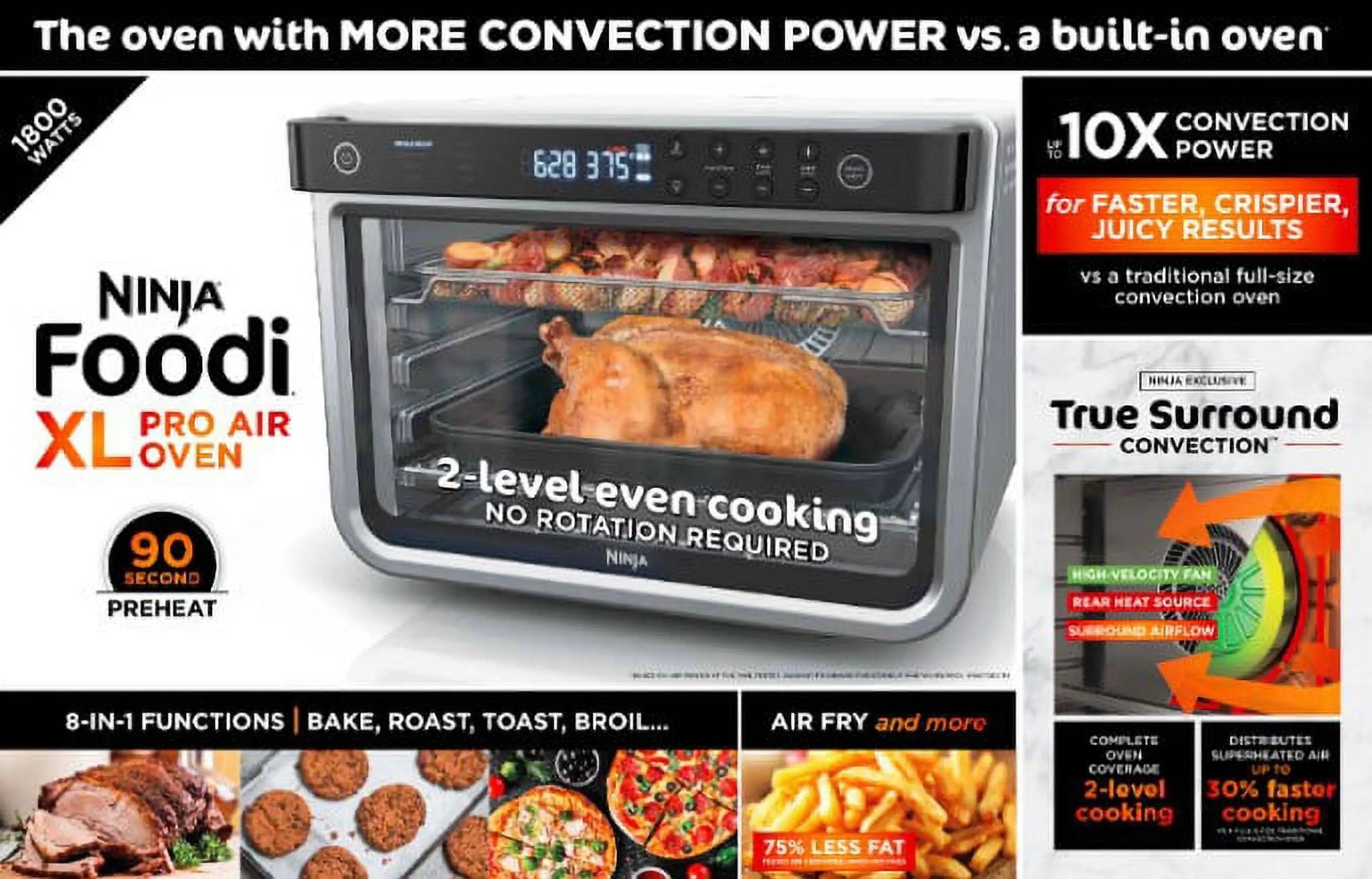 Ninja-DT200-Foodi-8-in-1-XL Pro Air Fry Oven Large Countertop Convection Oven (Renewed) Hand C Mart