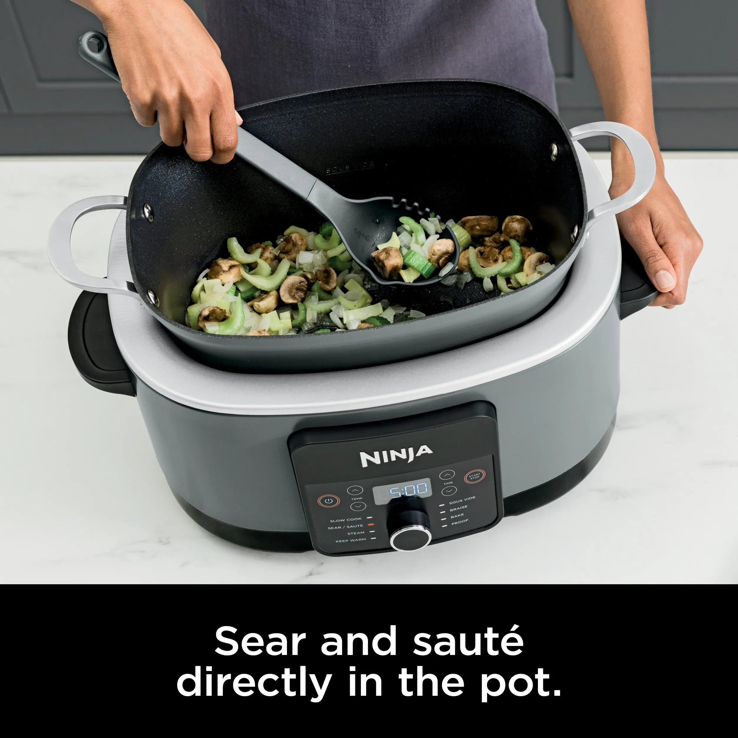 Ninja Foodi 8.5 Qt PossibleCooker PRO,Gray, MC1001 Hand C Mart