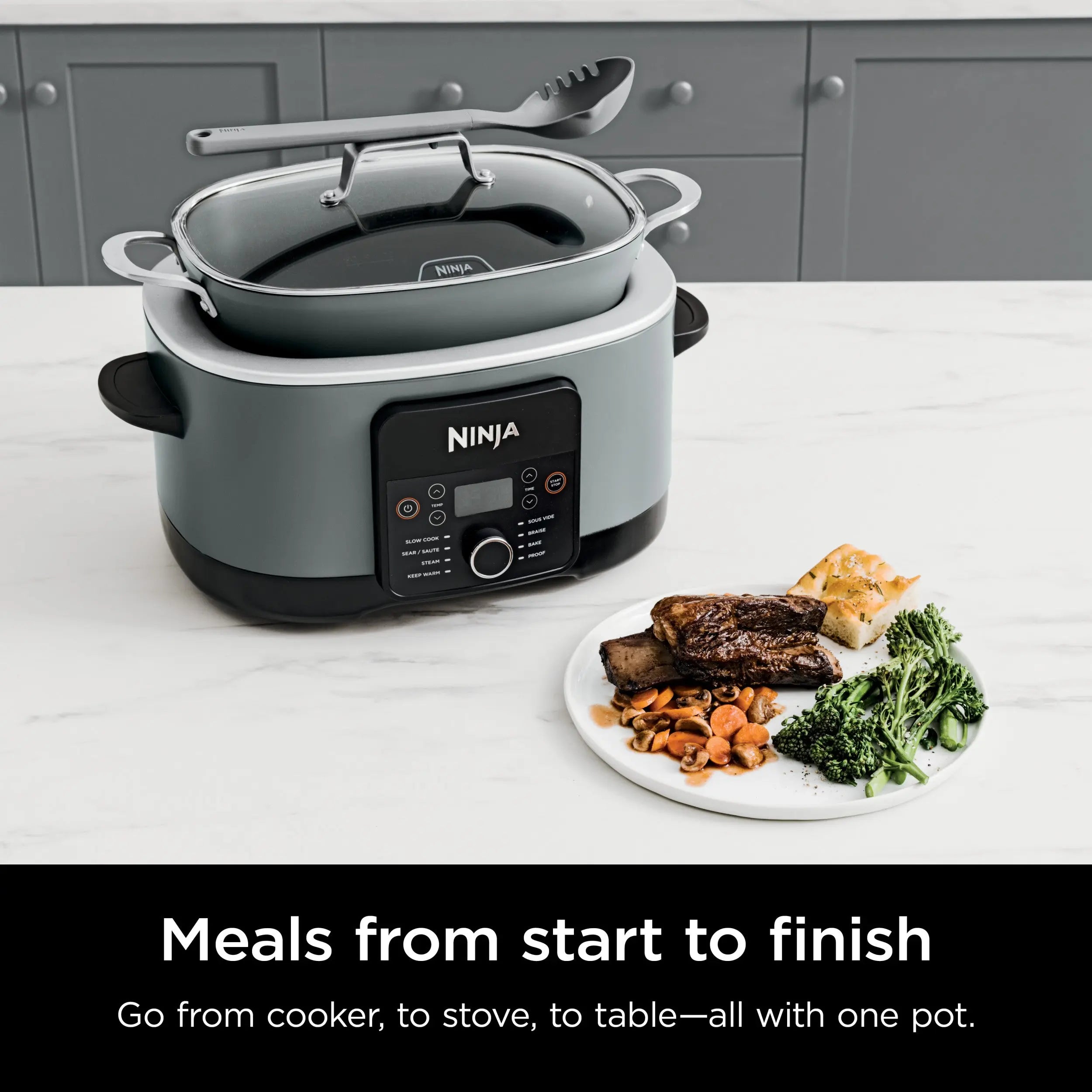 Ninja Foodi 8.5 Qt PossibleCooker PRO,Gray, MC1001 Hand C Mart