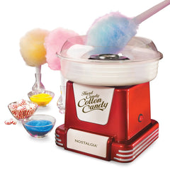 Nostalgia PCM805RETRORED Retro Cotton Candy Maker with retro red design
