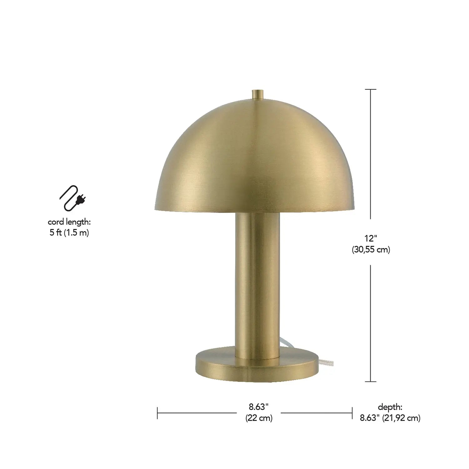 Novogratz x Globe Electric Novogratz x Globe 12" Olivia Matte Brass Table Lamp, 91002398 Hand C Mart